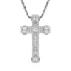 Hip hop iced out diamant cross halsband guld silver pläterad med rep tennis kedja mens bling smycken gfit