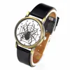 Armbandsur svart spindel webb klockor PU läderband män kvinnor mode smycken dekoration kvarts armbandsur