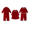 Winter Velour Red Pyjamas Fancy Sister Christmas Baby Girls Nightwear Frill Smock Nightdress 211109