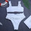 MYTENG Rüschen Bademode Bikinis Mujer Schwimmen Anzug Für Frauen Hohe Taille Badeanzug Sommer Push Up Bademode Sexy Biquini 210522