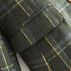 Blazer scozzese verde Donna Autunno inverno Abiti di lana vintage Giacche da donna da ufficio Chic Slim Blazer Ragazze Top Set Coat 210430