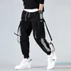 Designer-moda homens fitas bloco de cor preto bolso cargo calças 2020 corredores harajuku suecas de moletom hip hop calças calças de calça de moletom