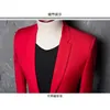 Rouge un bouton Slim Fit Blazer veste Maen marque revers cranté hommes costume Blazer décontracté fête marié mariage Blazer Hombre 44 210522