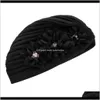 Beanie/Skull Hats Caps Hats, Scarves & Gloves Fashion Aessories Drop Delivery 2021 Women Pearl Flower India Lady Muslim Ruffle Cancer Chemo B