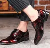 Fashion Men Dress Leather Shoes Snake Skin Prints Classic Style Blue Black Lace Up Pointed Mens Oxford Formal Shoe