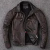 Hommes manteau en peau de vache veste en cuir véritable pour hommes Style Vintage homme vêtements en cuir moto Biker vestes 211008