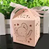 50pcs Lovely Baby Elephant Laser Cut Candy Box Gift Box Baby Shower Souvenir Kids Party Favors Happy Birthday Wedding Decortions 210325