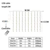 야외 벽 램프 정원 고드름 화환 크리스마스 웨딩 Led 요정 조명 DIY 커튼 스트링 리모컨 연도 홈 데코