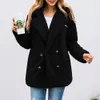 Kvinnor Mode Dubbelbröst Teddy Coats Eleganta Faux Fur Jackor Kvinna Casual Varm Soft Plush Overcoats med fickor 210518