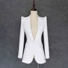 Högkvalitativ modedesigner Blazer Jacket Kvinnors Soaring axlar Single Button Outer Wear 210521