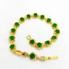 Red/Green Cubic Zircon Women Girl Wrist Bracelet Chain Link Jewelry 18k Yellow Gold Filled Beautiful Gift for Friend