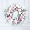 21.65inピンクの牡丹のクリスマスボールの花輪の結婚式の家の休日のドアの装飾El Shop Window Holiday Handing Dearing Dearing Garland 211104