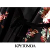 KPYTOMOA Women Fashion Patchwork Velvet With Belt Kimono Bluses Vintage Floral Print Cardigan Female Shirts Chic Long Tops 210326