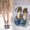 blue high heel wedges