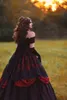 Gothique Belle Rouge Noir Robe De Mariée Vintage Corset Steampunk SteamPunk Beauty Beauty Off Walle Plus Taille Robe de mariée