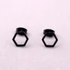 Fashion Punk Hexagona Earrings Black Titanium Steel Geometric Hexagon Stud Jewelry For Men Women228v