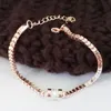 Charm armband kvinnor mode strass rosguld kristall armband enkel temperament legering kedja all-match gåva armband