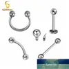 G23TITAN İç Konu Dairesel Halter Bananabell Labret Saplama Düz Halter 16G Titanyum Vücut Yüzük Kulak Piercing Kadınlar için