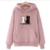 Streetwear Hoodies Mulheres Moletom Moletom Com Capuz de Manga Longa Hoodie Harajuku Capuz Cute Cat Impressão Suéter Sudadera Mujer