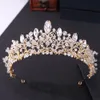 Headpiece Baroque Luxo Rose Gold Crystal Crown 2022 Nupcial Casamento Ouro / Prata Tiara Rhinestone Pageant Diadem Dormindo Beleza Princesa Quinceanera