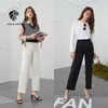 FANSILANEN White Black High-Waisted Jeans Women Straight Loose Spring Style Wide-leg Pants Vintage Streetwear 210607