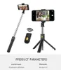Selfie Stick Tripod K07 S03 K10 Ayrılabilir Kablosuz Bluetooth Uzaktan Monopod Katlanabilir Ayarlanabilir Tutucu Gerilebilir Hafif Selfies Sticks