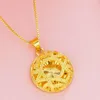 Pendant Necklaces 24K Gold For Women Men Hollow Round Ethnic Party Anniversary Engagement Wedding Jewelry Gift