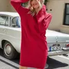 Blusas femininas ymwmhu vestido de suéter redondo de grande porte de tamanho longo