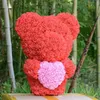 Konstgjord blomma Rose Heart Bear 40cm High Pe Everlasting Foam Surprise Gift för flickvän Docka Hem Docoration Lovely Toy