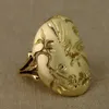 Squisito anello in oro massiccio 18 carati con fiore e uccello intagliato per le donne Nuziale Anniversario Fidanzamento Matrimonio Fidanzata Mamma Moglie Regalo di compleanno Gioielli