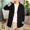 Herrjackor Herrens kinesiska stiljacka skivknapp tang kostym Retro bomullslinne V-ringning Laymankläder
