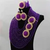 Superbe mélange violet golden nigérian perles de bijoux ensemble grand stock hx213