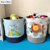 Large Cartoon Lion Folding Laundry Basket Dirty Clothes Storage For Kids Toys Organizers Sundries Barrel 210609