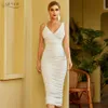 Sommer Weiß Ärmelloses Club Party Kleid Sexy Spaghetti Strap V-ausschnitt Mesh Frauen Promi Runway Kleider Vestidos 210423