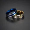 Contrast color Stainless Steel Groove Cross Band Rings Blue Black Gold Finger Ring for women men fashion jewelry will and sandy