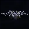 Bröllop Luxury Bridal Hair Comb Accessories Gold och Crystal Zirconia Combing Dinner Party Clips Barrettes