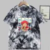 Ramen Bonito Anime Manga Curta O-pescoço Tintura Dye Solto Uniex T-shirt Y0809