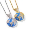 Chains Hip Hop Iced Out Gold Earth World Pendant Necklace Men Women Fashion Map Street Dance Jewelry Gift For Him With Chain