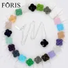 Foris 11 färger Märke Smycken 925 Sterling Silver Luckly Clover Crystal Halsband Kvinnor Julklapp Best ing PN001