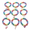 INS 18 Styles Kids DIY Rainbow Beads Smycken Sjöjungfru Flamingo Charms Armband Söt Design Prinsess Armband för flicka Present