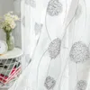 TPS Sheer Window Curtain Short Kitchen Curtain Short Styles Voile Tulle for Bedroom Living Room Embroidered Panel Home Decor 210712