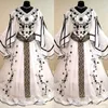 Vintage Victorian Black And White Wedding Dress Flare Long Sleeve Renaissance Royal Wedding Gown Gothic Holloween Lace-up Corset Medieval Plus Size Bride Dresses