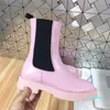 Designer 2021 Kobiety Cukierki Kolor Platforma Pół Buty Moda Jesień Winter Top Layer Cowshide Gruby Dolny Martin Boot Woman Ankle