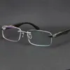 Försäljning Glasögon Tillbehör Original Svart Buffalo Horn Solglasögon Konstnären Silver 18K Guldmetall Rimless Presentglasögon Man och Kvinna Ramstorlek: 56-18-135mm