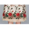 Sexy Perspective Mesh Floral Embroidery Dress Arrive Summer Short Sleeve Vintage Roses Long 210520