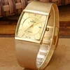 Gold Ultra Thin Quartz Watches For Men Fashion Square Mens Watch Steel Mesh Band Waterproof Date Wrist Wrist Watches1909578
