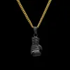 Мужское ожерелье в стиле хип-хоп, ювелирные изделия из нержавеющей стали, черные боксерские перчатки, кулон, ожерелья с золотой кубинской цепочкой 3 мм * 60 см