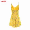 Tangada أزياء المرأة الزهور طباعة الصيف playsuit القوس الجوف خارج زيبر الإناث مثير شاطئ playsuit JA75 210609