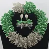 Örhängen Halsband Gorgeous Green African Beads Smycken Set Nigerian Bröllop Crystal Bridal 2021 AIJ237