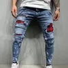 Jeansy Slim-Fit Ripped Spodnie Painted Patch Beggar Jumbo Rozmiar S-3XL